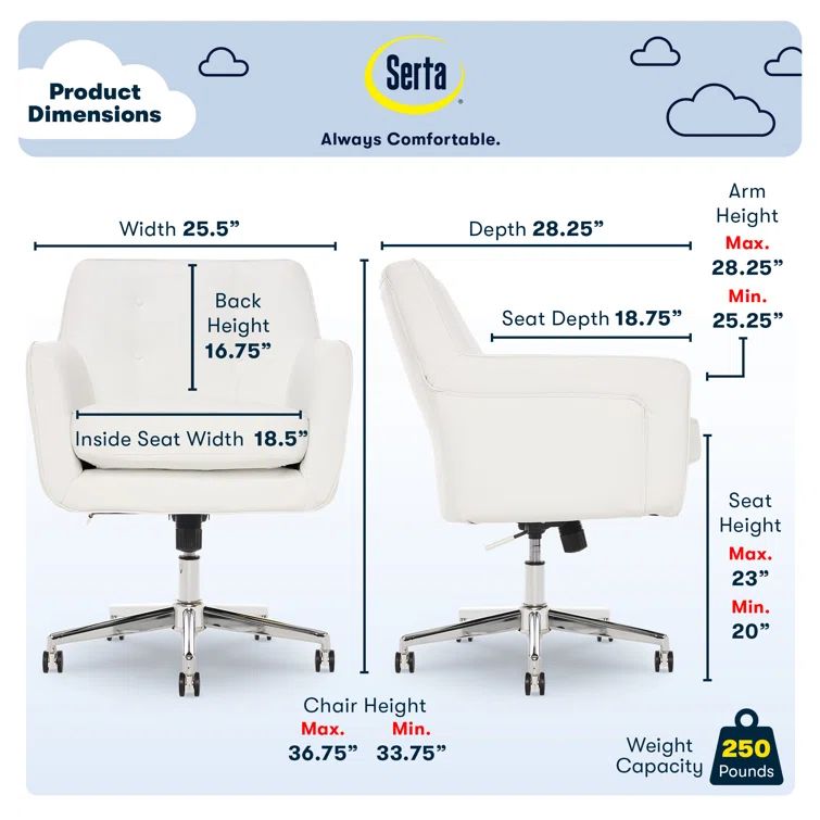 White Bonded Leather Swivel Executive Desk Chair