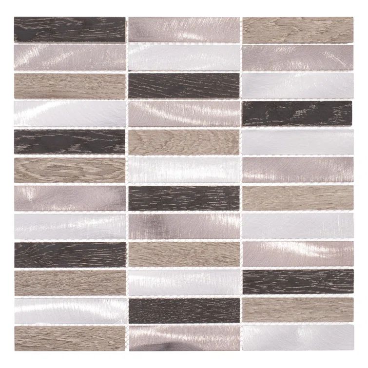 Blonde and Hazelnut Stacked Porcelain Metal Mosaic Tile