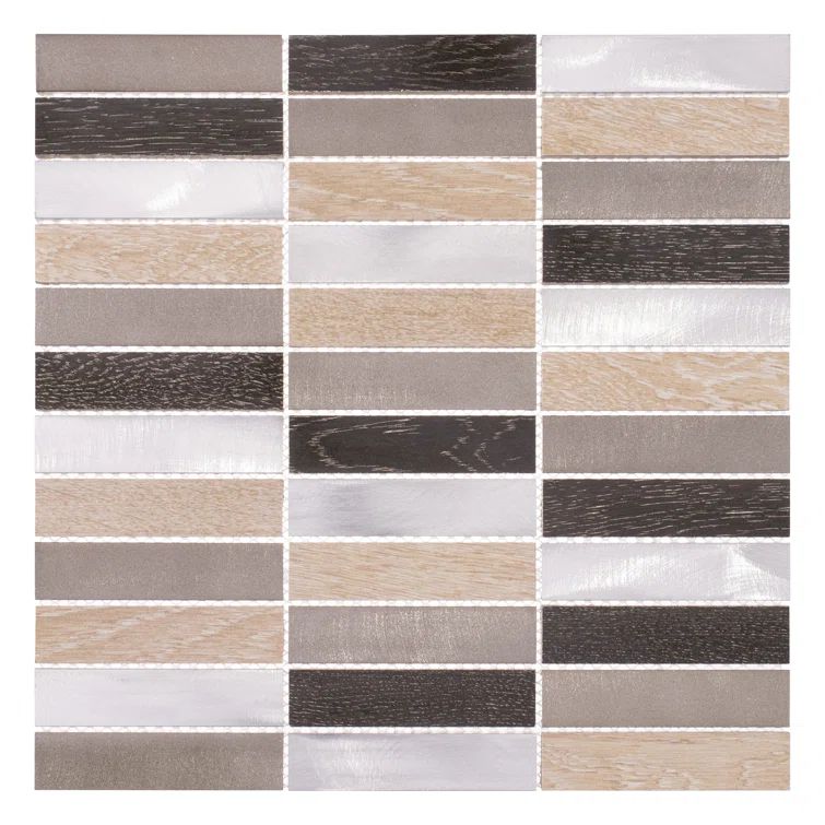 Britton Stacked 1" x 4" Porcelain and Metal Mosaic Tile