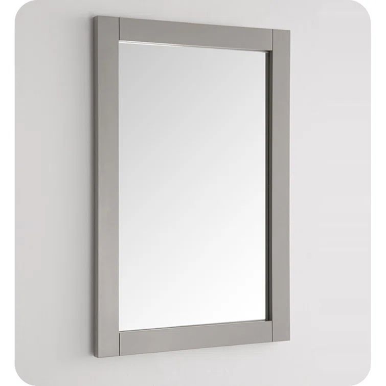 Elegant Hartford 20" x 30" Gray Wood Frame Bathroom Vanity Mirror