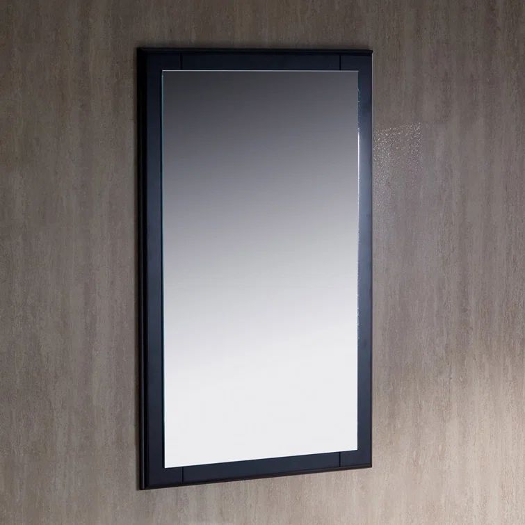 Elegant Espresso Wood Framed Rectangular Bathroom Vanity Mirror