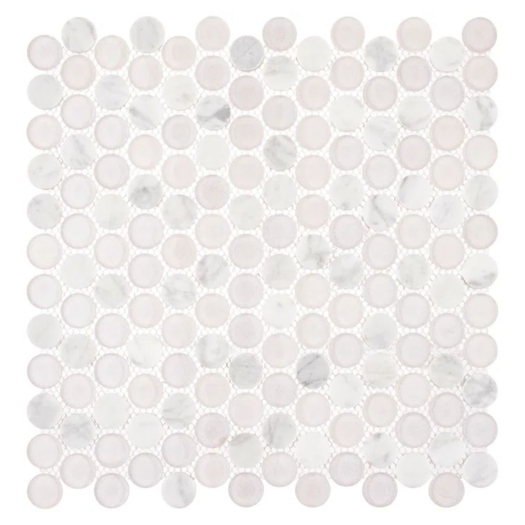 Galaco Beige Polished Marble Penny Round Mosaic Tile