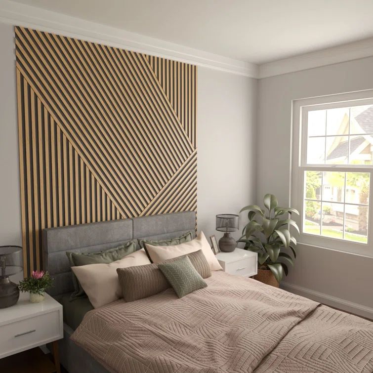Maple Adjustable Wood Slat Wall Panel Kit, 94" Height