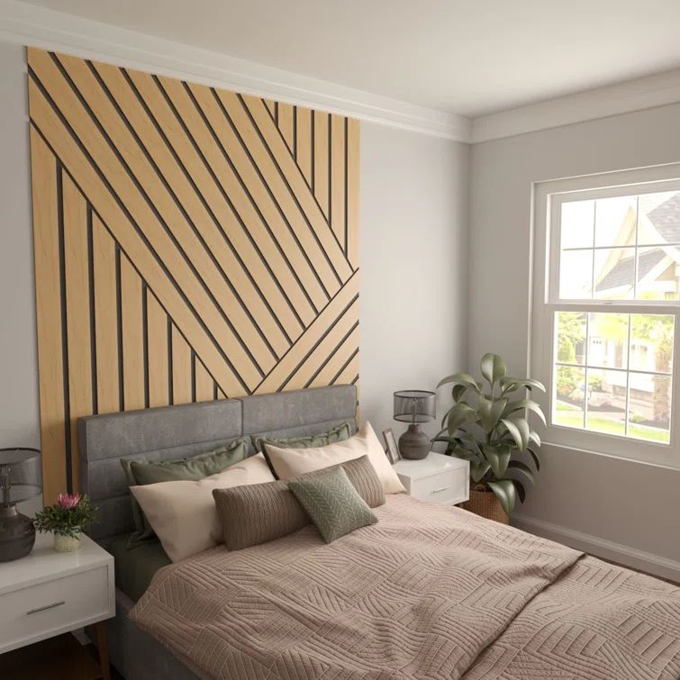 Adjustable Maple Wood Slat Wall Panel Kit, 47"H x 3"W