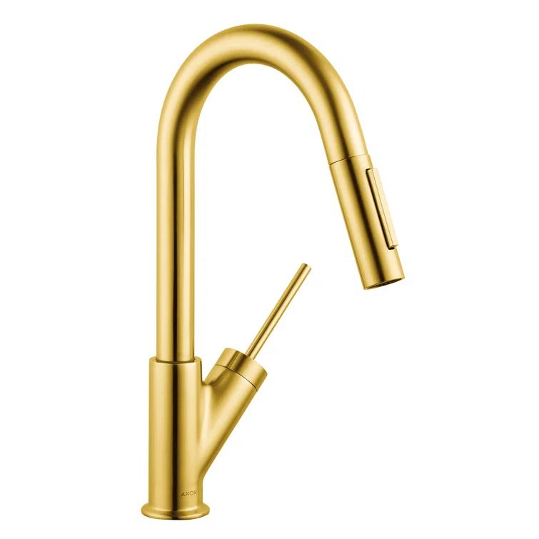 Brushed Gold Optic Pull-Down Kitchen Faucet with Spray