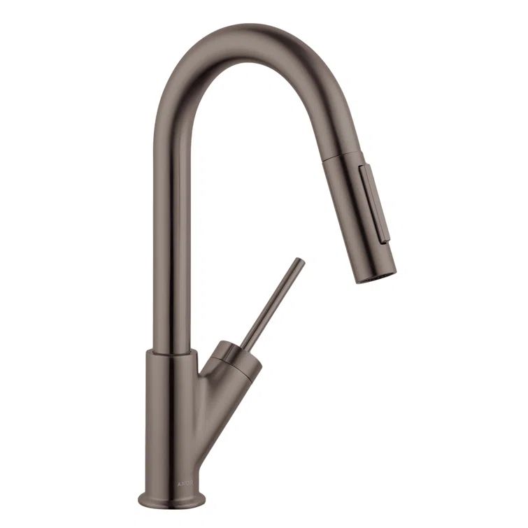 Brushed Black Chrome Pull-Down Kitchen Faucet with Spray