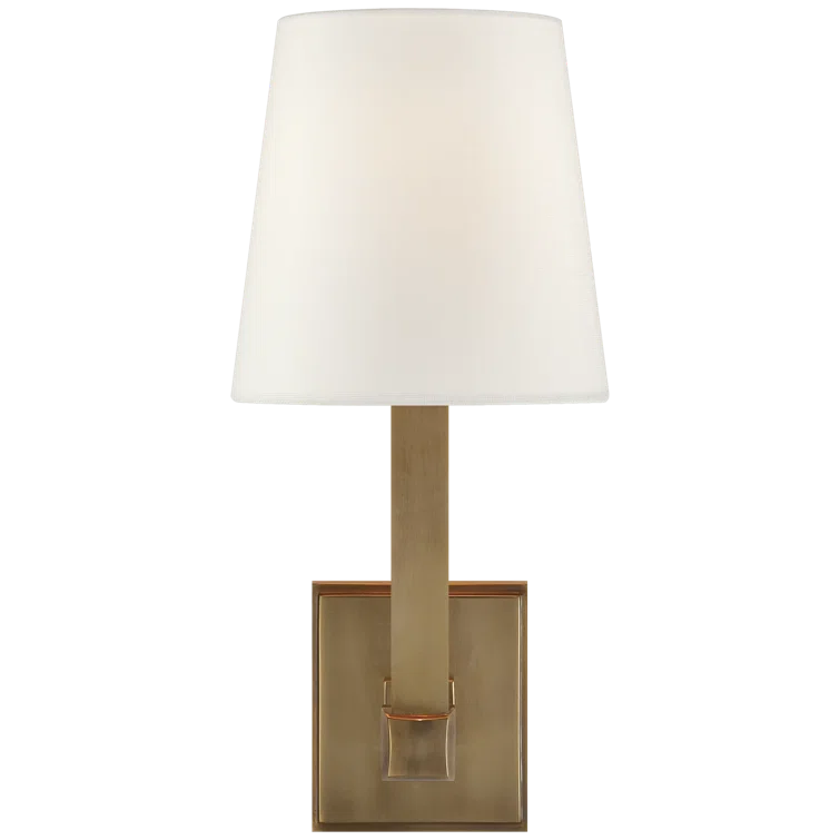 Hand-Rubbed Antique Brass and Fabric Wall Sconce