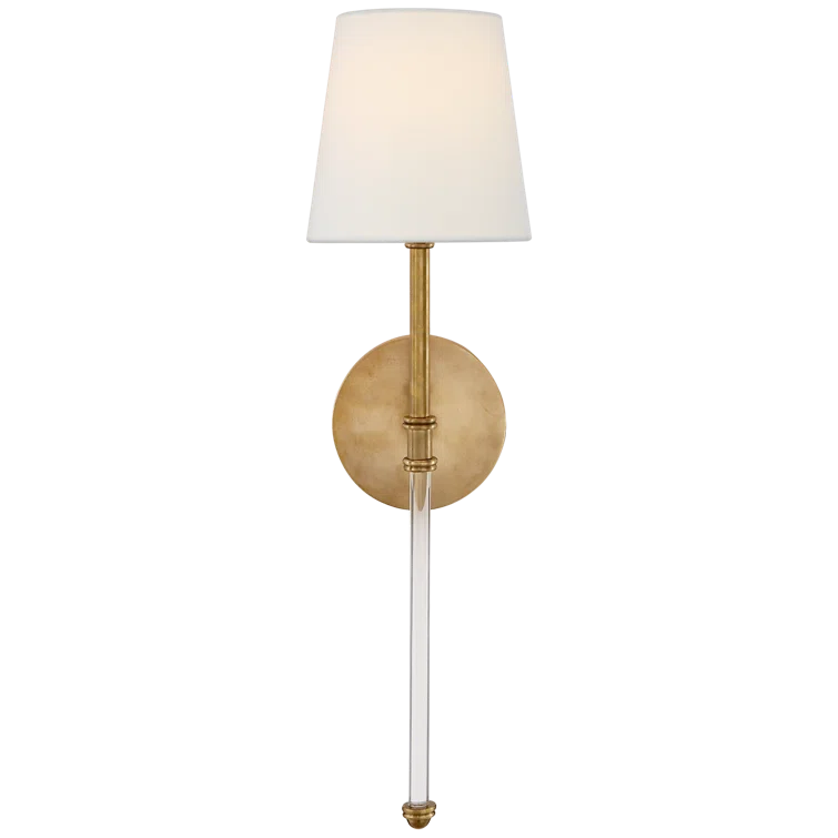 Hand-Rubbed Antique Brass and Fabric Wall Sconce