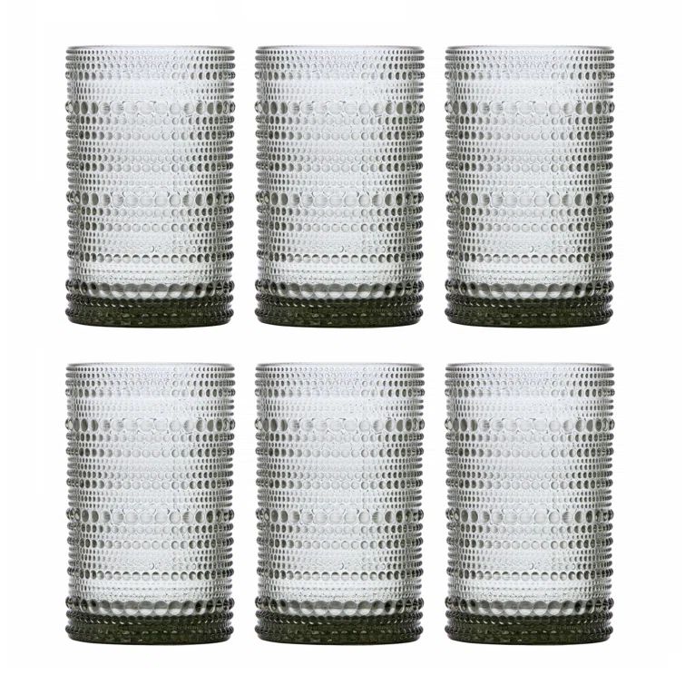 Jupiter Smoke Gray 13oz Beaded Detail Iced Beverage Glass Set of 6