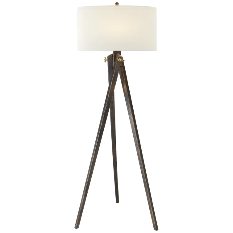 Tudor Brown Tripod Floor Lamp with Fabric Shade
