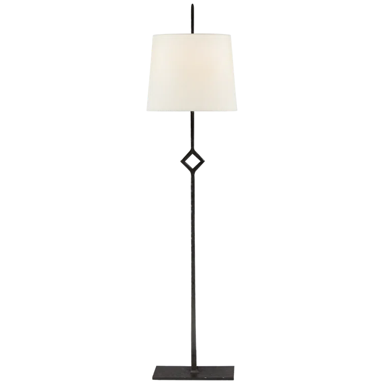 Edison Aged Iron Tall Buffet Table Lamp with Paper Shade