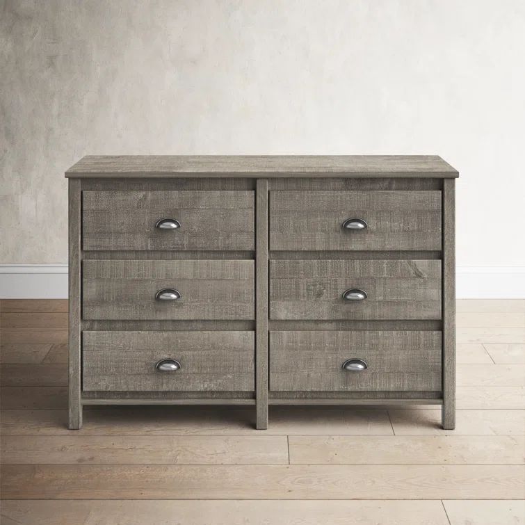 Driftwood Gray Farmhouse Double Dresser with Felt-Lined Drawer