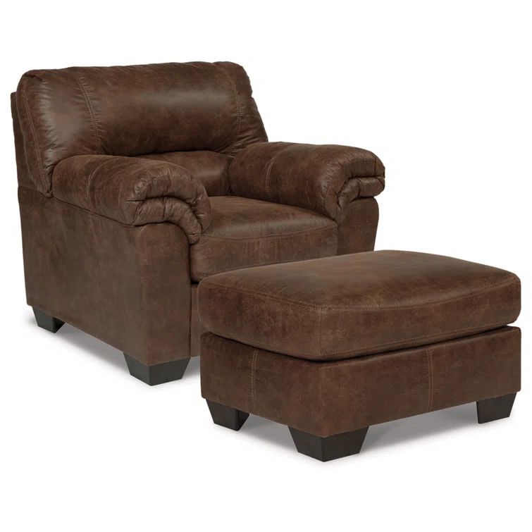 Traditional Bladen Oversized Faux Leather Armchair in Coffee