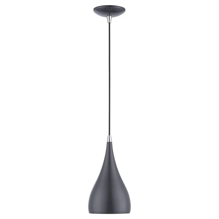 Amador Shiny Dark Gray Mini Pendant with Polished Chrome Accents