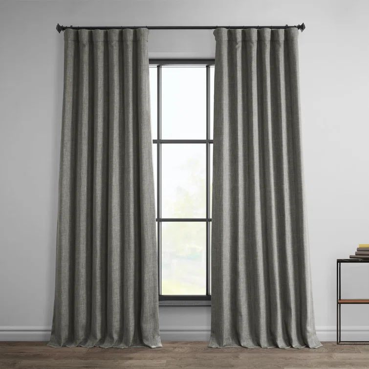 Blazer Grey 100" x 96" Faux Linen Blackout Curtain Panel