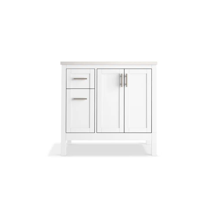 Hadron 37" White Freestanding Single Bathroom Vanity with Quartz Top
