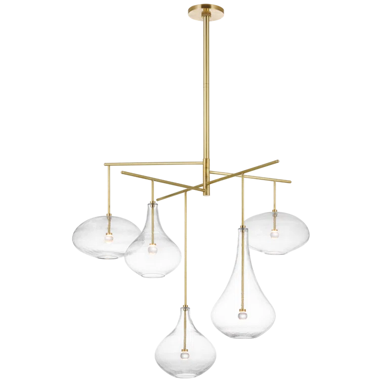 Soft Brass and Clear Glass 5-Light LED Chandelier