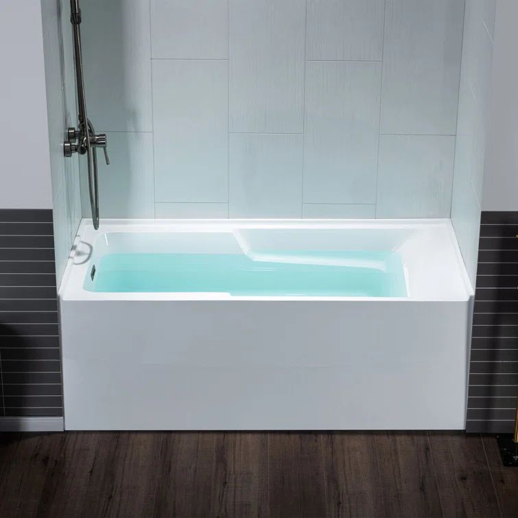 Flint 60'' x 30'' White Acrylic Alcove Soaking Bathtub