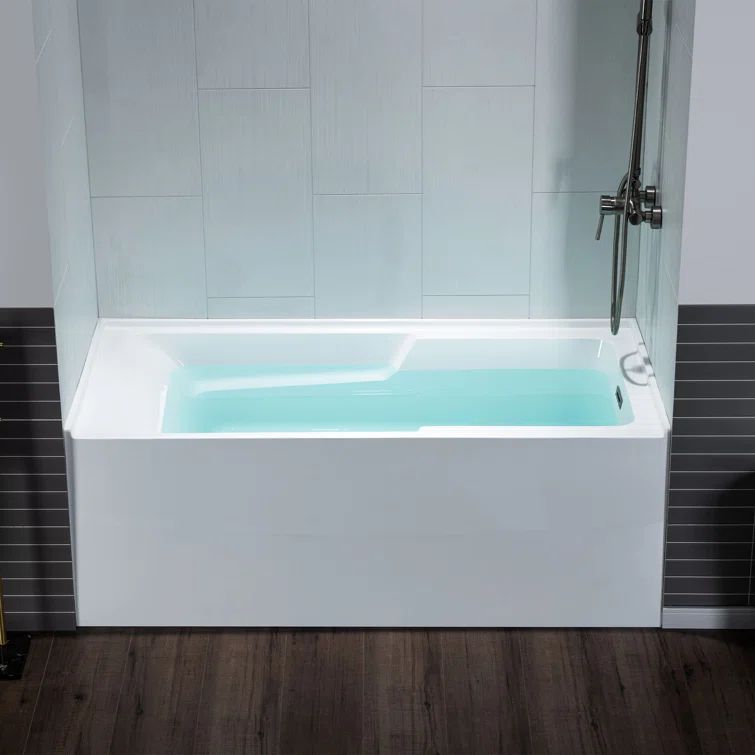 Vine 60'' White Acrylic Alcove Soaking Bathtub