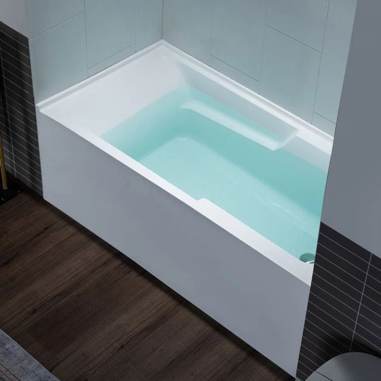 Vine 60'' x 30'' White Acrylic Alcove Soaking Bathtub