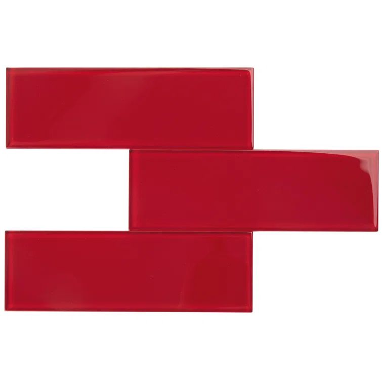Ruby Red 3" x 9" Glass Subway Wall Tile