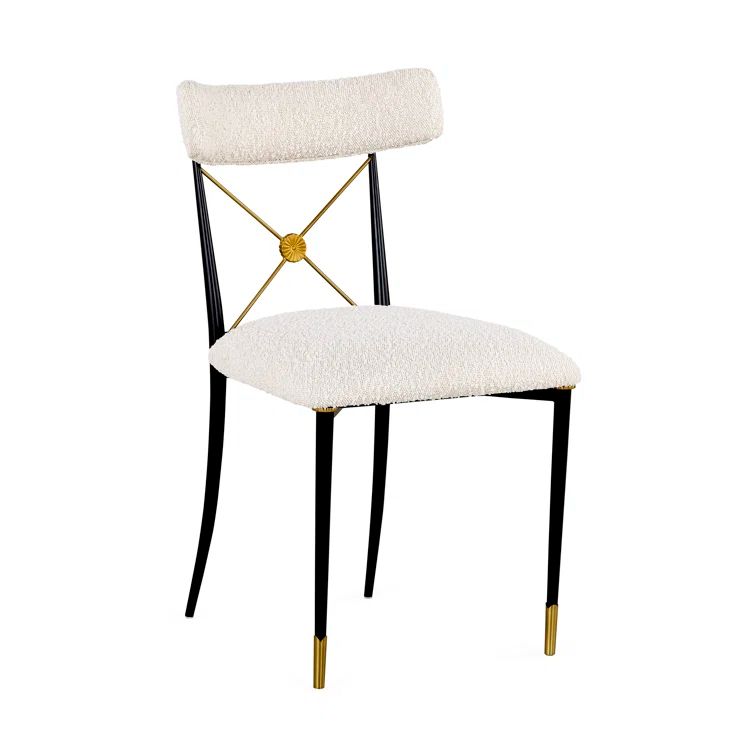 Olympus Oatmeal Velvet Upholstered Side Chair with Metal Accents