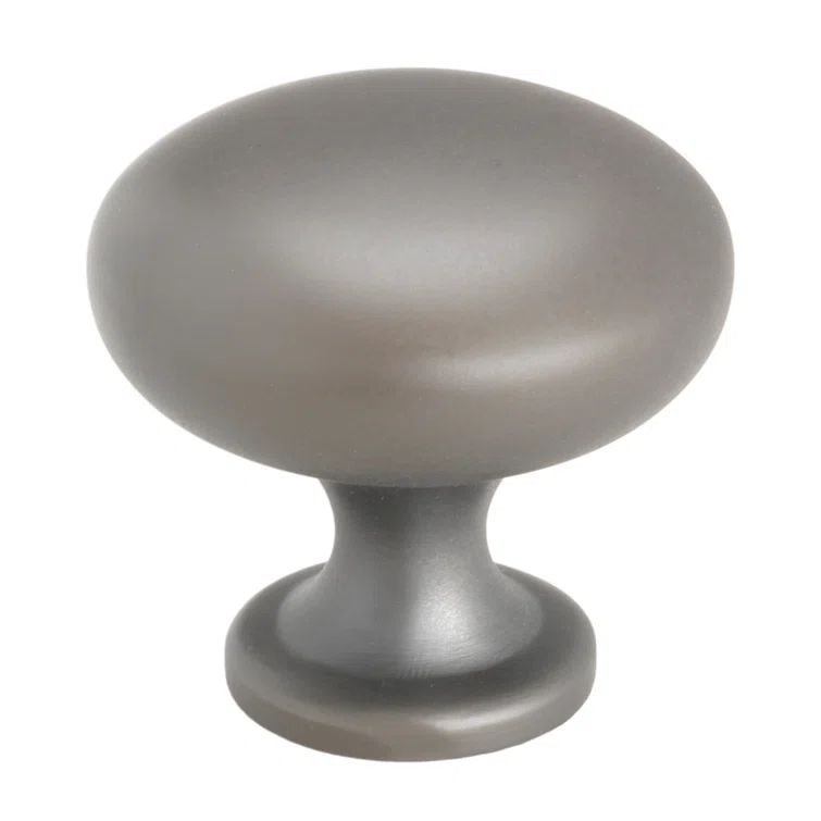 Satin Pewter Round Mushroom Cabinet Knob with Mounting Hardware