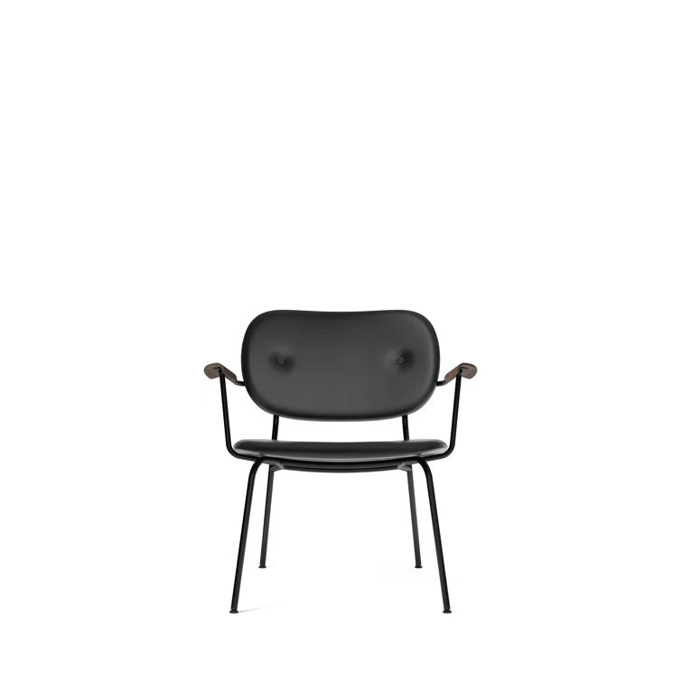 Sleek Geometric Black Metal Co Armchair with Optional Veneer Armrests
