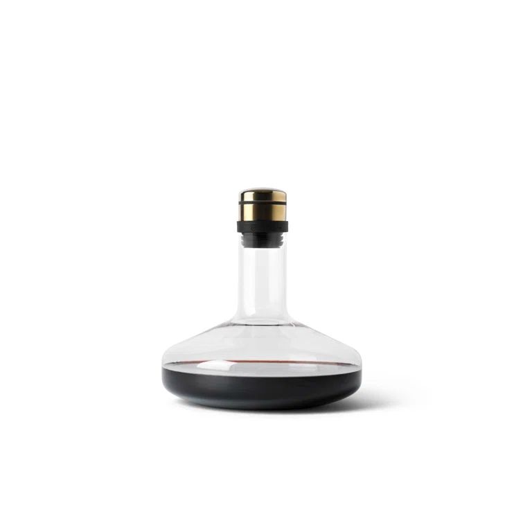 Clear Glass Wine Breather Carafe with Gold Accents