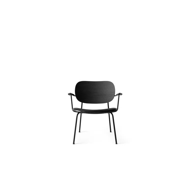 Black Leather and Metal Geometric Lounge Chair