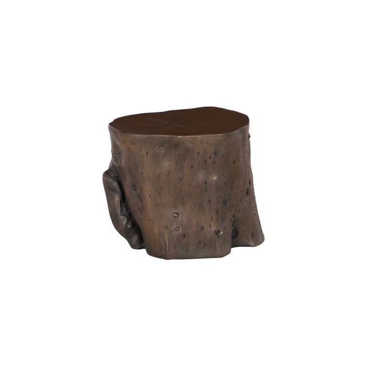 Cast Naturals Large Bronze Log Stool for Modern Outdoor Seating