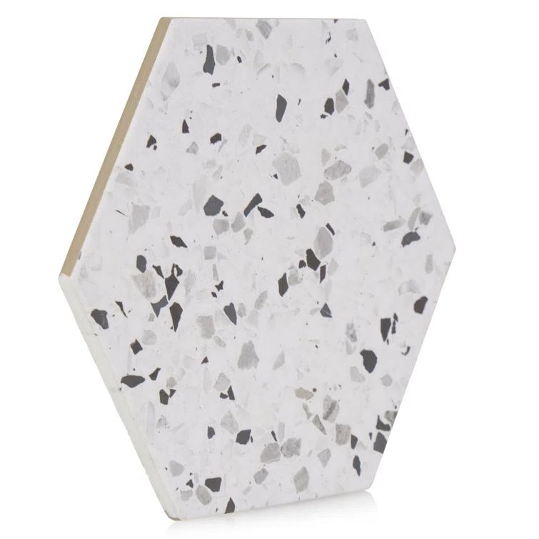 Sparkle White and Black Hexagon Porcelain Tile with Matte Finish
