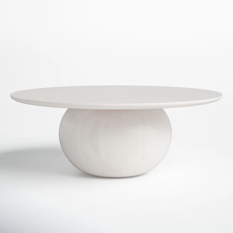 White Wash Round Solid Mango Wood Coffee Table