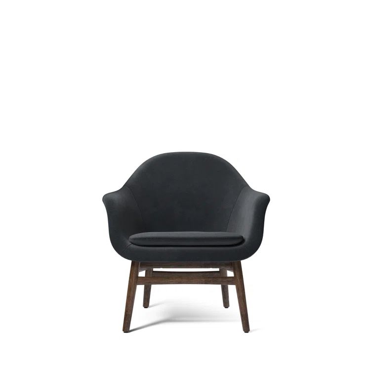 Dark Stained Oak and Steel Swivel Lounge Chair