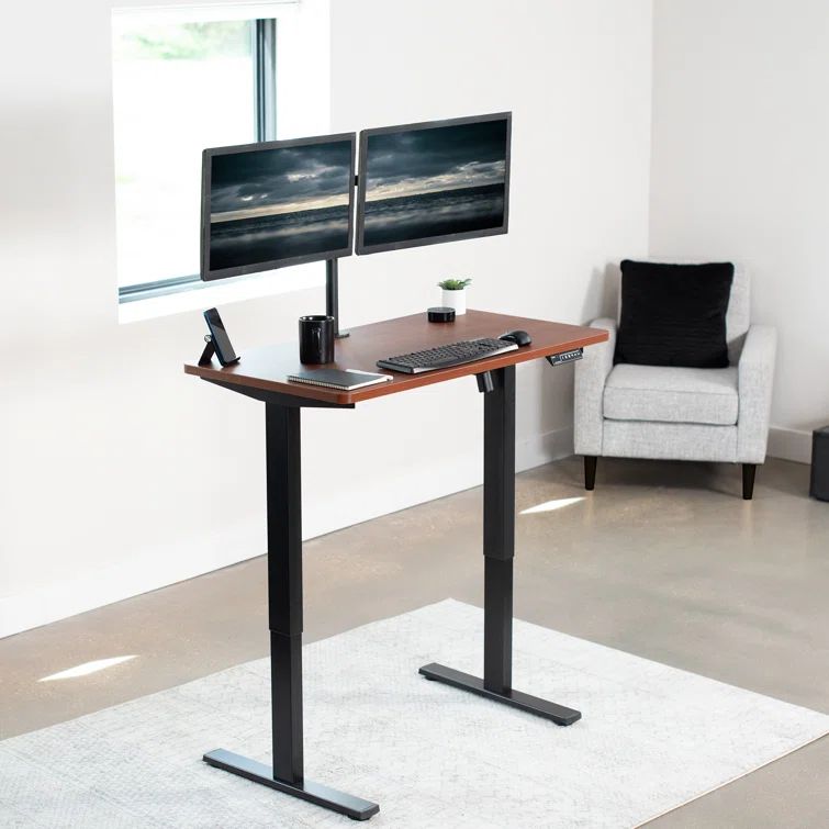 Elevate 43" Dark Walnut Electric Adjustable Desk with Black Frame
