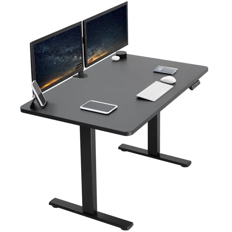 Black Adjustable Height Electric Standing Desk with Memory Presets