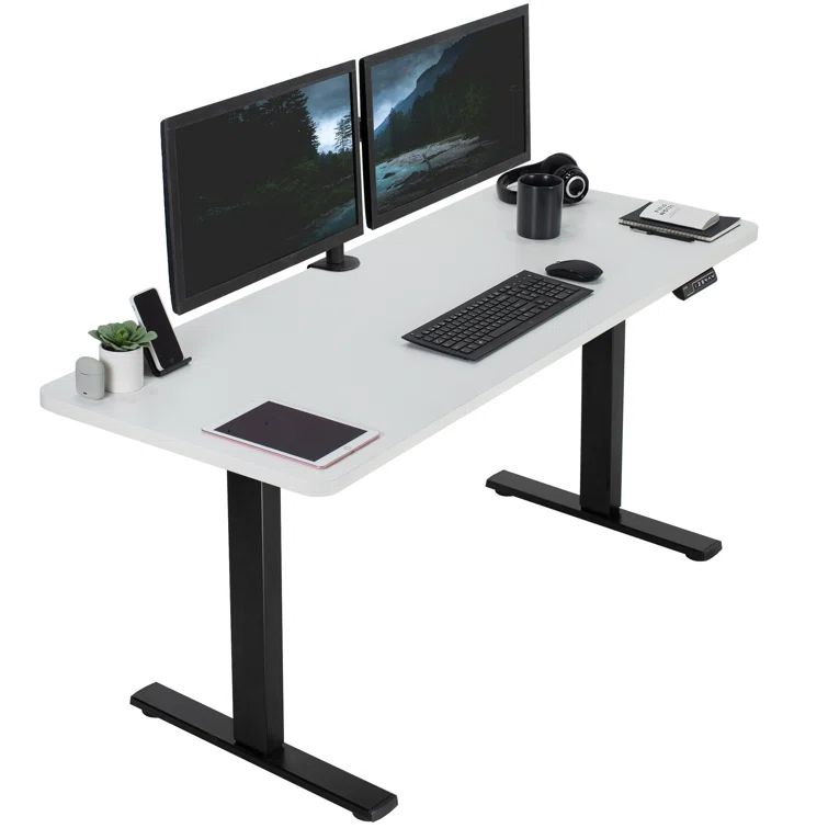 White and Black Adjustable Height Electric Standing Desk