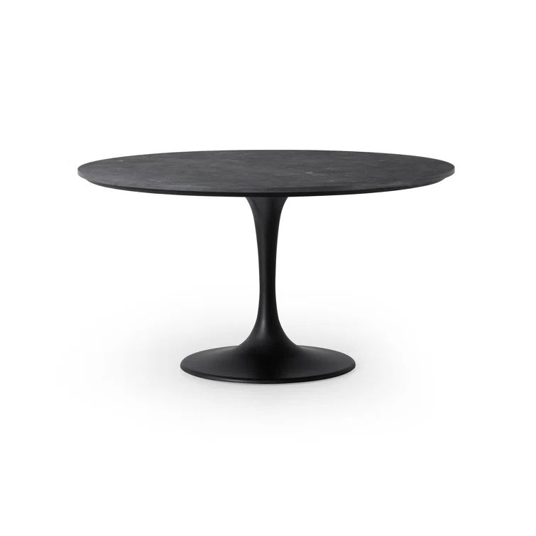 Powell 55" Black Marble and Iron Round Dining Table