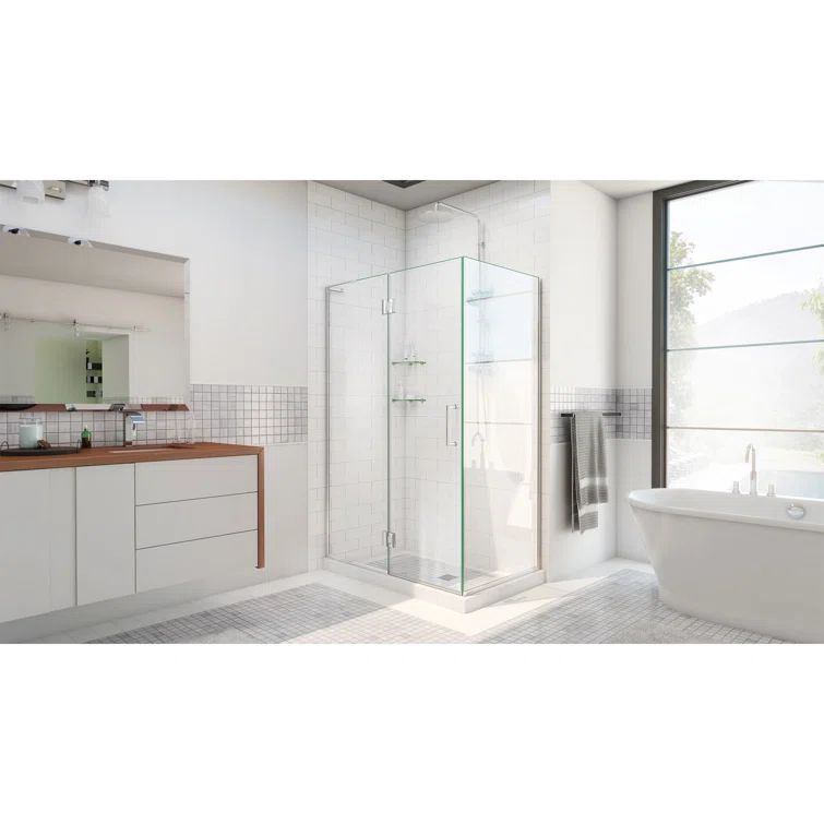 Unidoor-X 36" Clear Glass Frameless Hinged Shower Enclosure