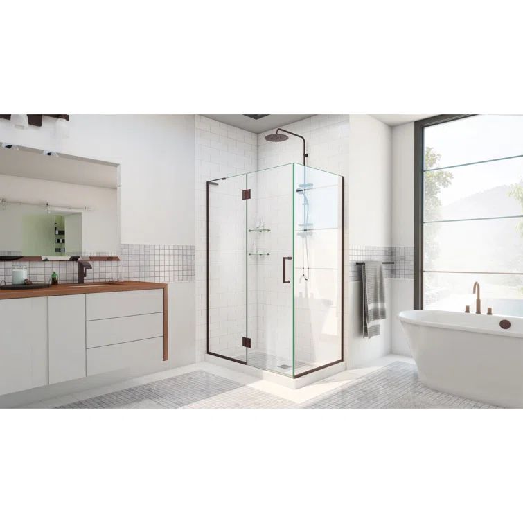 Unidoor-X 36" Frameless Hinged Shower Enclosure with Clear Glass