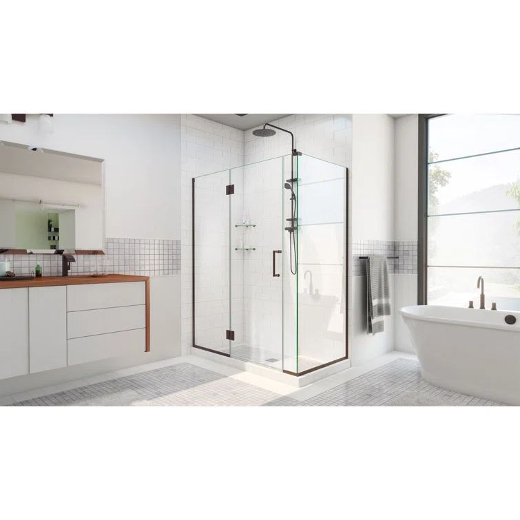 Unidoor-X 40" x 72" Frameless Hinged Shower Door in Oil Rubbed Bronze
