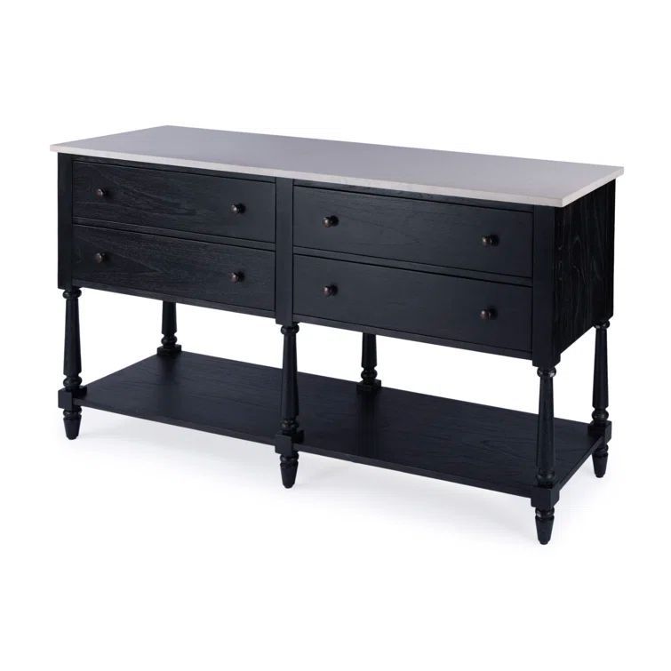 Danielle 65" Black Marble Top Transitional Sideboard