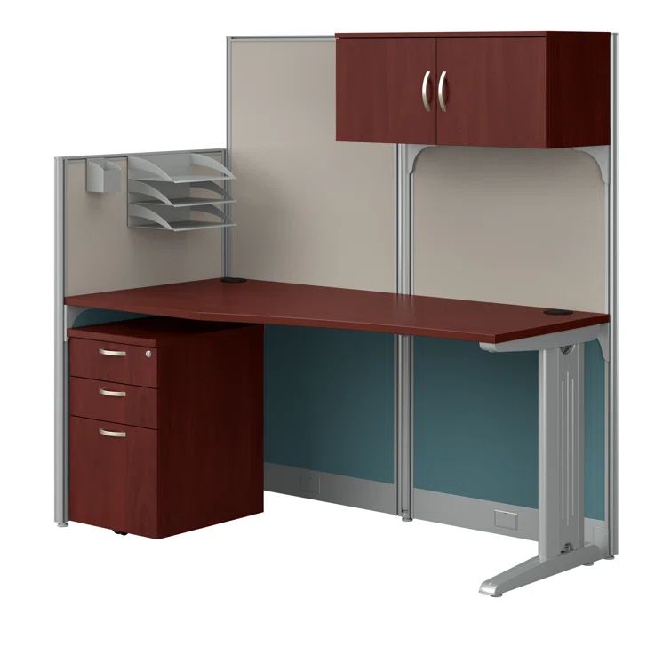Hansen Cherry Thermally Fused Laminate Office Workstation with Storage