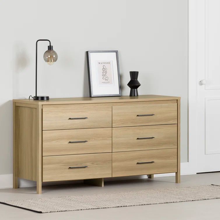 Natural Ash Double 6-Drawer Dresser with Slim Handles