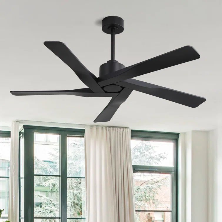 64" Matte Black ABS Blade Ceiling Fan with Remote