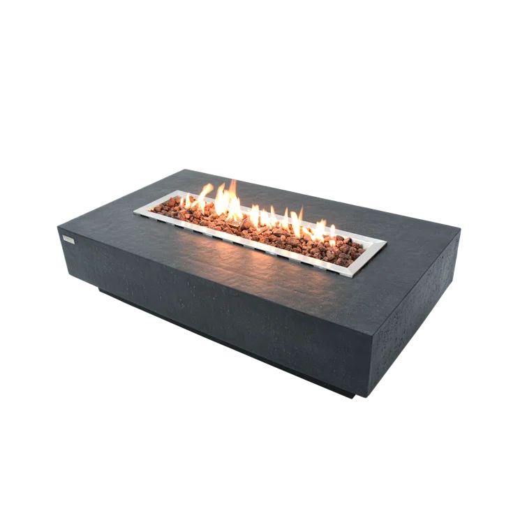 Gray Gas Free-Standing Fire Pit Table with Lava Rocks