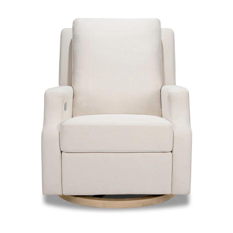 Cream Eco-Weave Recliner with Light Wood Swivel Base