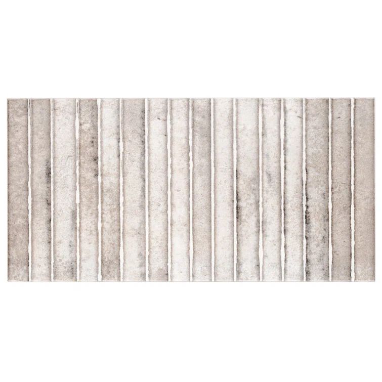 Hills Gray Glossy Ceramic Fluted Subway Wall Tile 6-in x 12-in