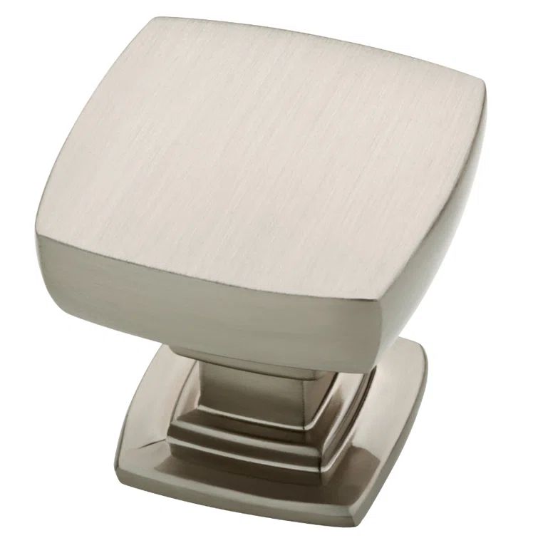 Brushed Nickel Square Cabinet Knob with Mounting Hardware