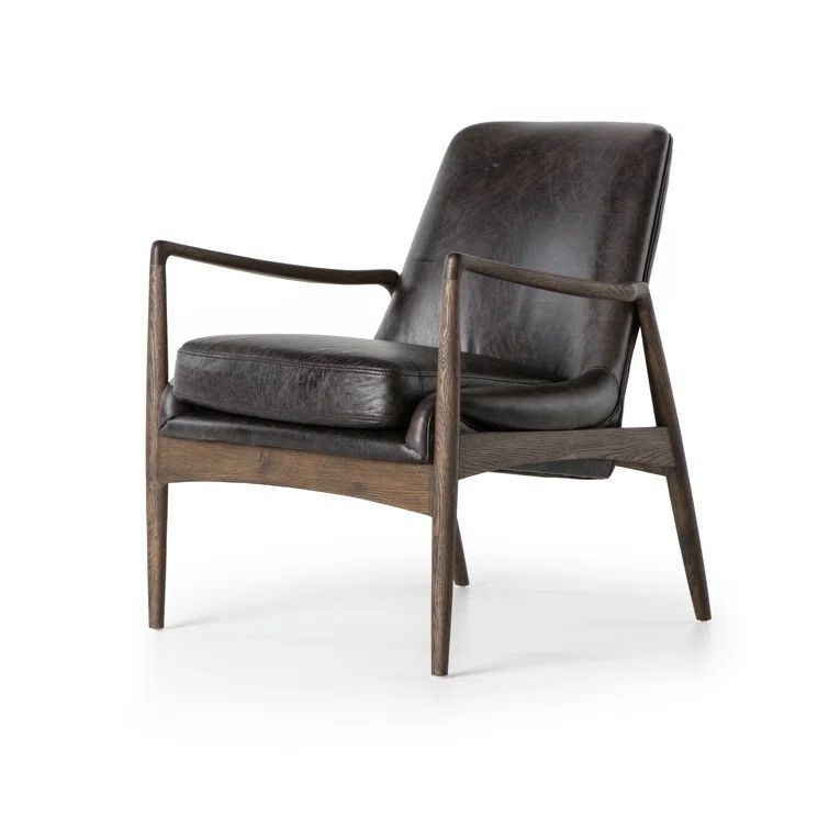 Durango Smoke Top Grain Leather Armchair with Solid Oak Frame